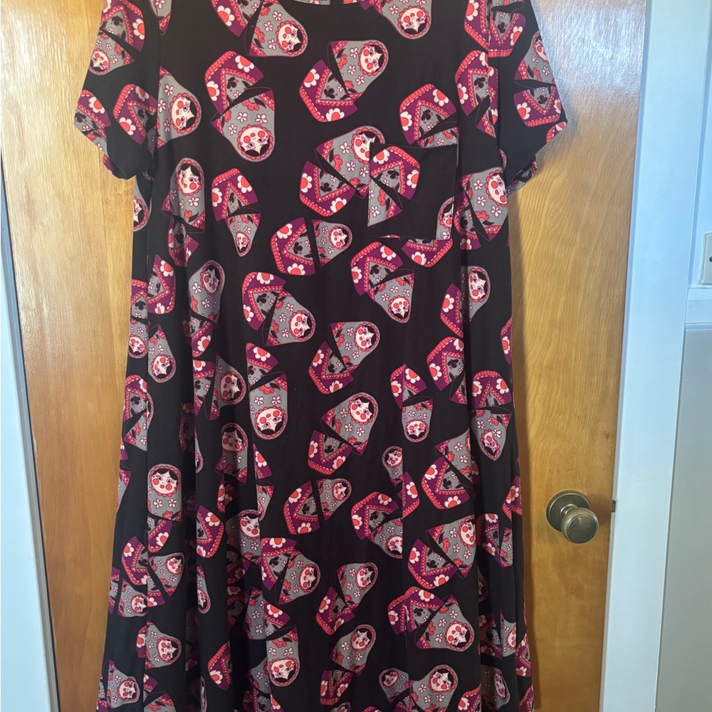LuLaRoe Carly Swing Dress XL Nesting Dolls Matryoshka Leggings Material